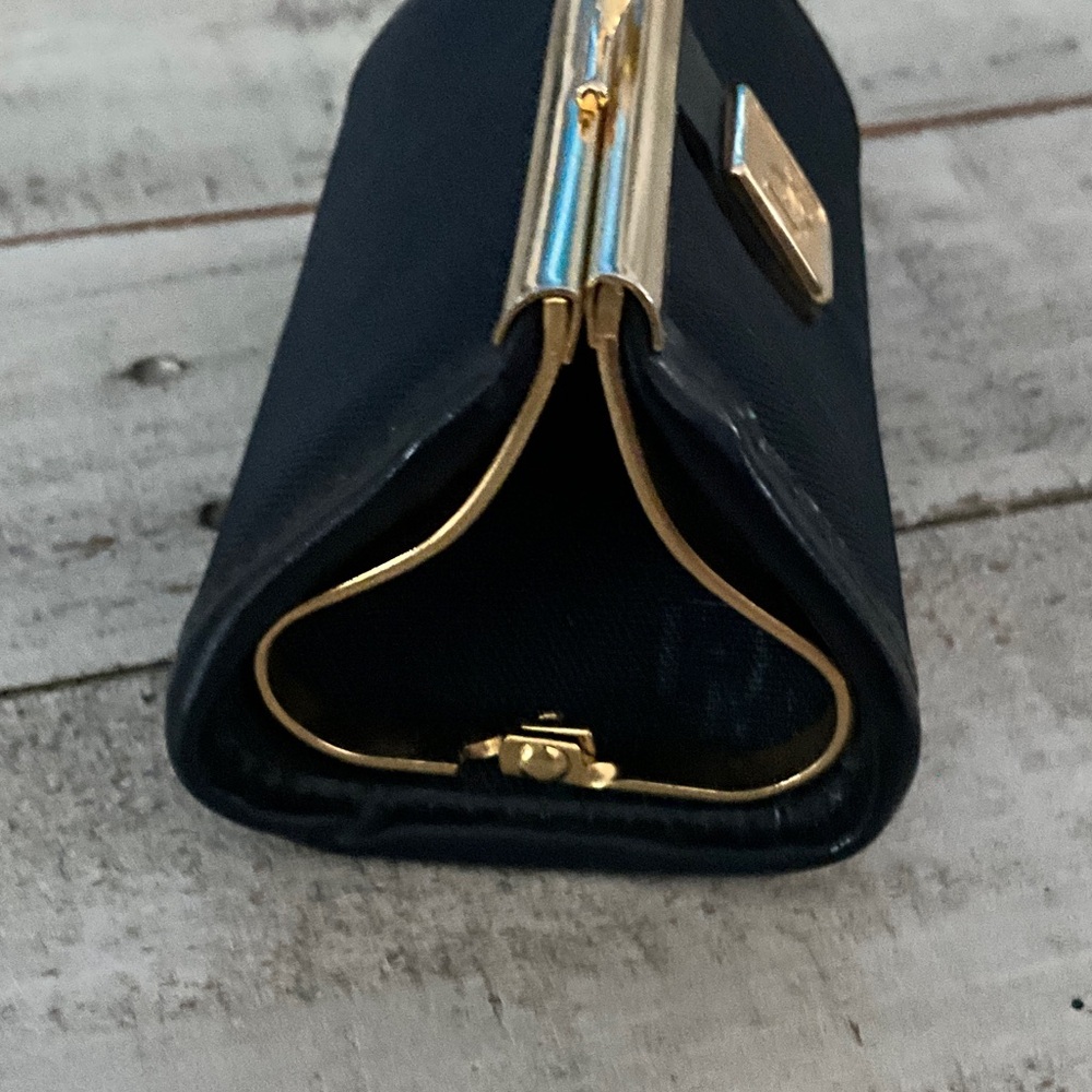 Vintage Dior Navy Canvas Key Pouch with Gold-Tone Frame - Picture 4 of 9